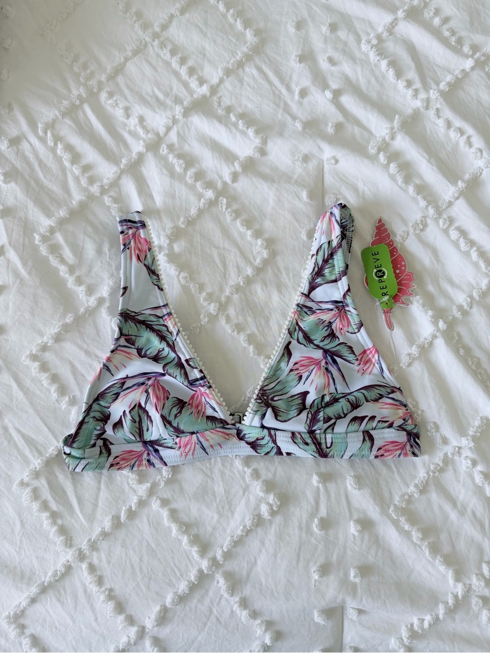 NWT Tropical Floral Bikini Top in Mint & Pink